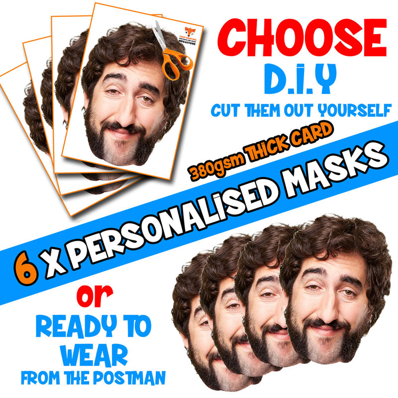 6 X Personalised Custom Photo Party Face Masks