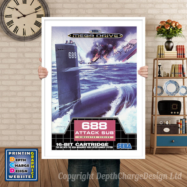 688attacksub Eu - Sega Megadrive Inspired Retro Gaming Poster