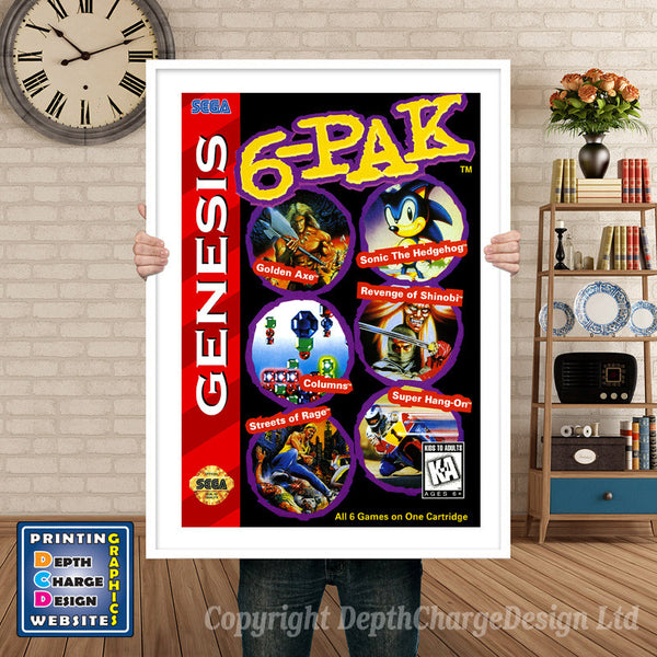 6pak - Sega Megadrive Inspired Retro Gaming Poster