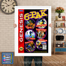 6pak - Sega Megadrive Inspired Retro Gaming Poster A4 A3 A2 Or A1
