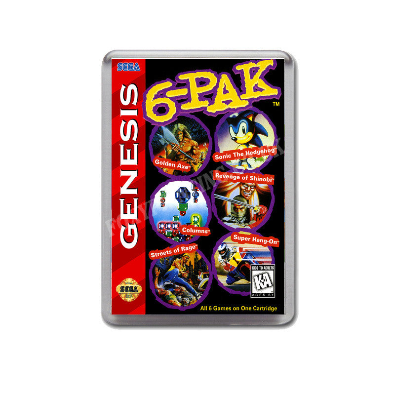 6pak Game Style Inspired Sega Megadrive Retro Video Gaming Magnet