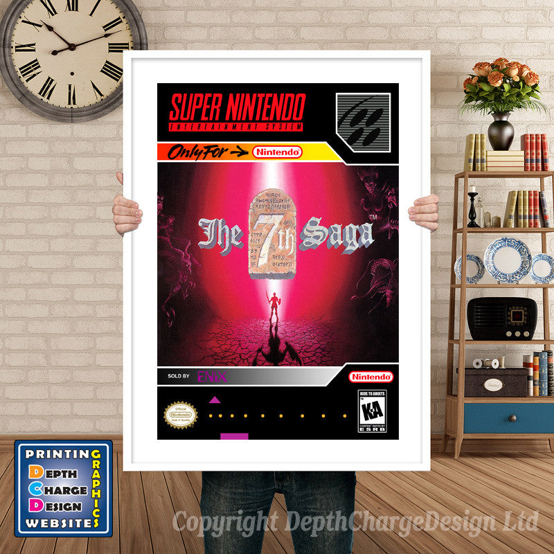 7th Saga Super Nintendo GAME INSPIRED THEME Retro Gaming Poster A4 A3 A2 Or A1