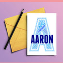 Personalised Name Word Art Poster Print Blue Letter A