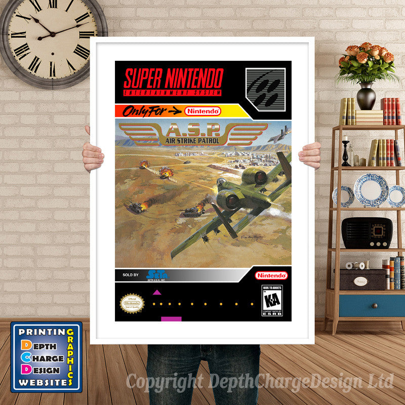 A.S.P. Air Strike Patrol Super Nintendo GAME INSPIRED THEME Retro Gaming Poster A4 A3 A2 Or A1