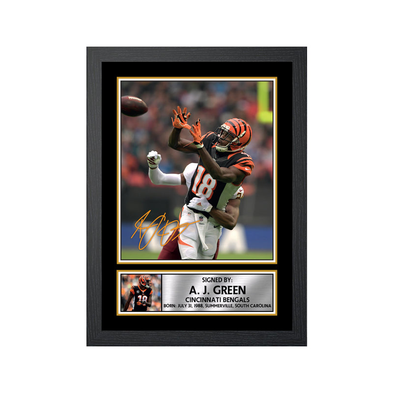 A J Green Limited Edition Football Signed Print - American Footballer Poster - Framing Options - Wall Art Print Autographed Signed GIFT