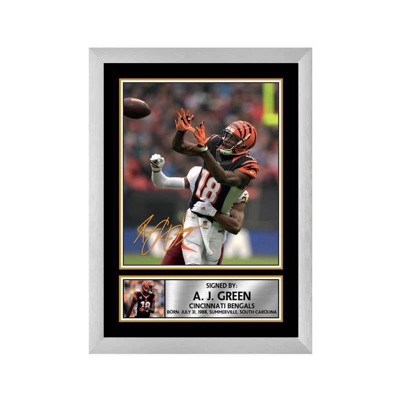A J Green Limited Edition Football Signed Print - American Footballer Poster - Framing Options - Wall Art Print Autographed Signed GIFT