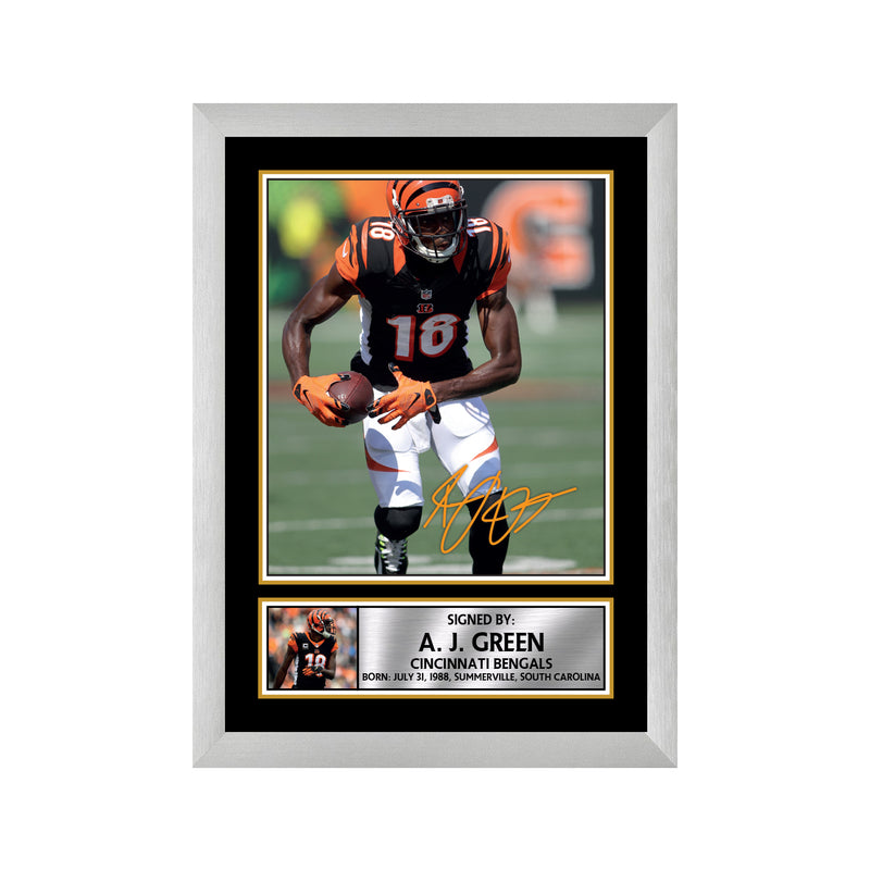 A J Green 2 Limited Edition Football Signed Print - American Footballer Poster - Framing Options - Wall Art Print Autographed Signed GIFT