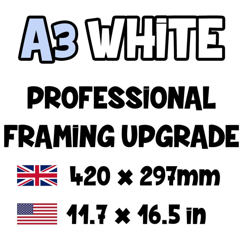 Poster is UPGRADED to A3 White Framed - Total Calculated at Checkout