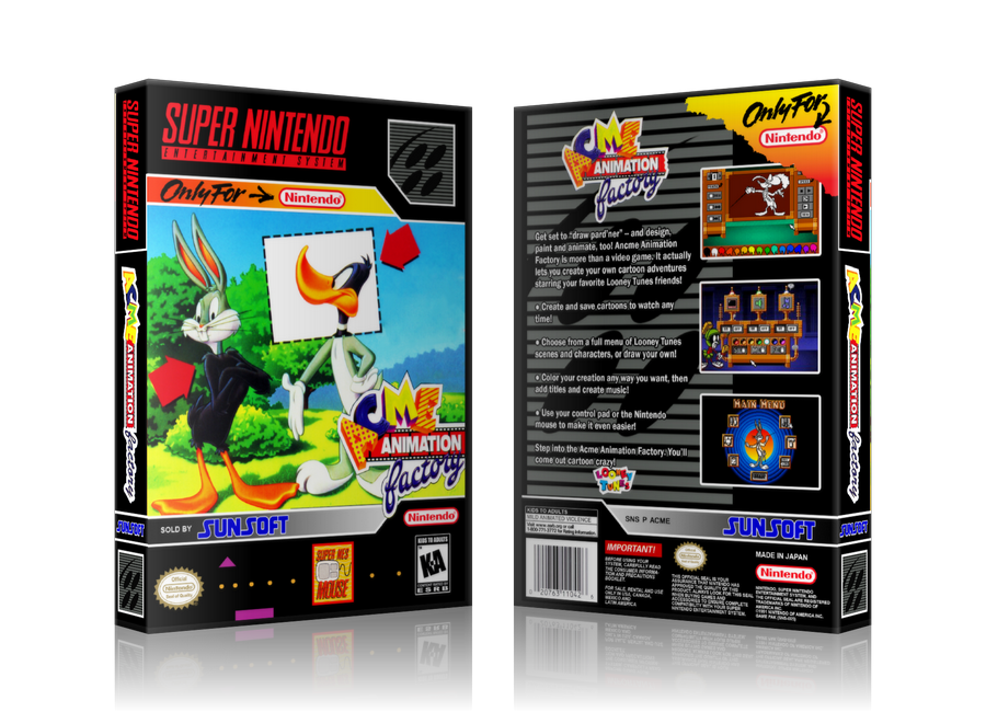 ACME Animation Factory Replacement Nintendo SNES Game Case Or Cover – SNES Replacement Game case product image 1