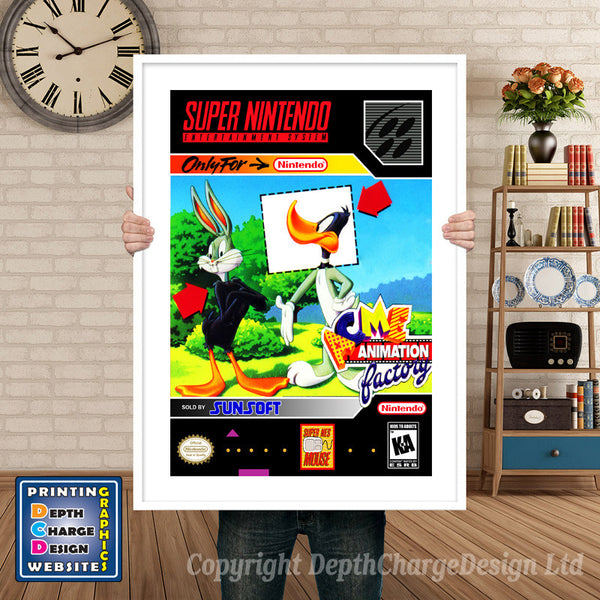 Acme Animation Factory Super Nintendo Game Inspired Theme Retro Gaming Poster