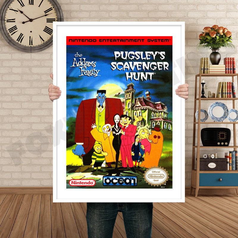 ADDAMS FAMILY PUGSLEYS SCAVENGER HUNT Retro GAME INSPIRED THEME Nintendo NES Gaming A4 A3 A2 Or A1 Poster Art 14