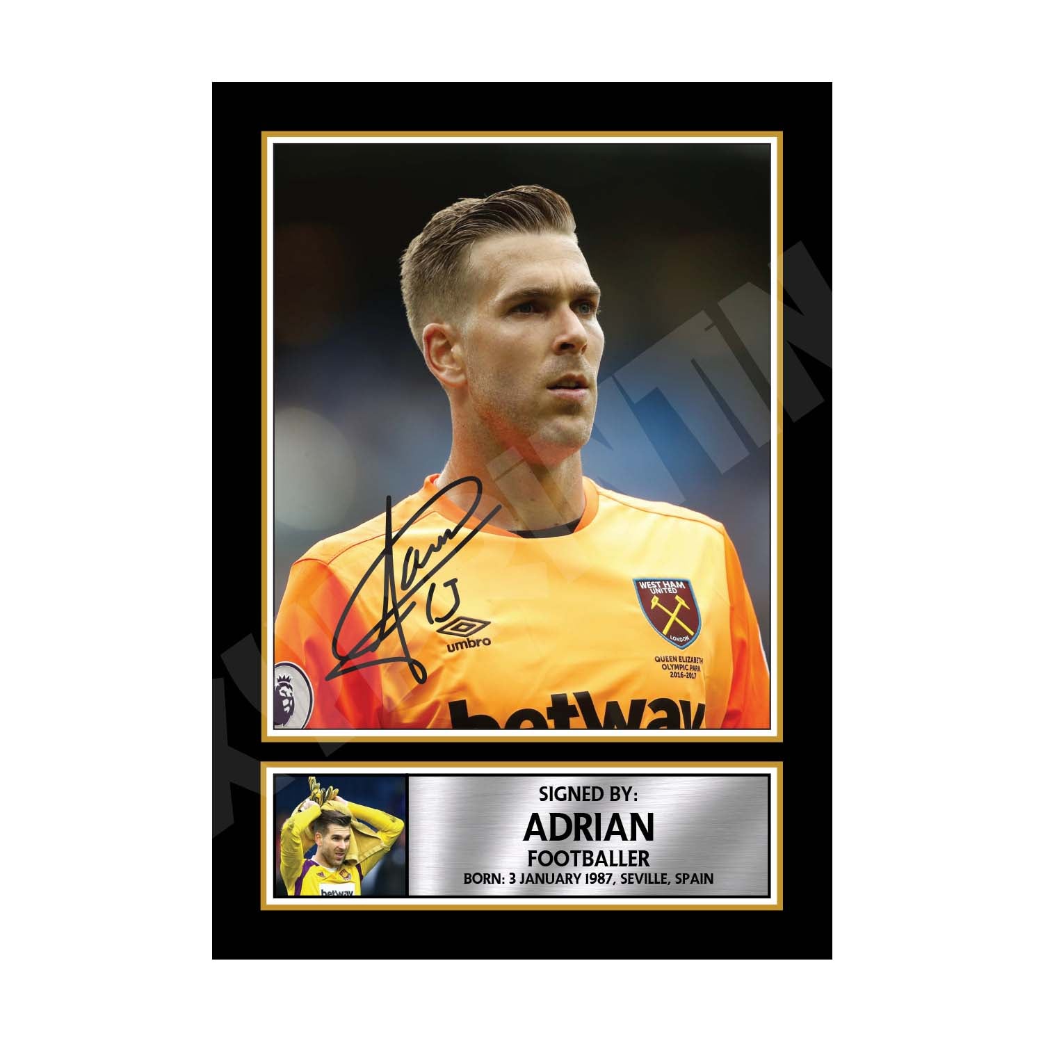 ADRIAN (1) Limited Edition Football Player Signed Print - Football