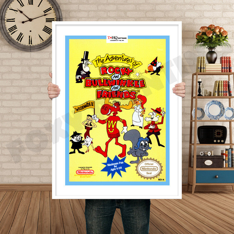 ADVENTURES OF ROCKY AND BULLWINKLE Retro GAME INSPIRED THEME Nintendo NES Gaming A4 A3 A2 Or A1 Poster Art 23