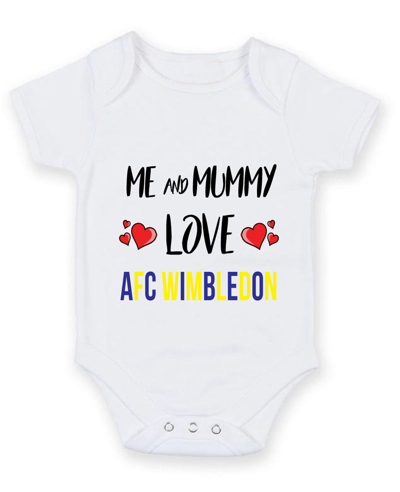 Me and Mummy love AFC WIMBLEDON Personalised FOOTBALL TEAM Baby Grow