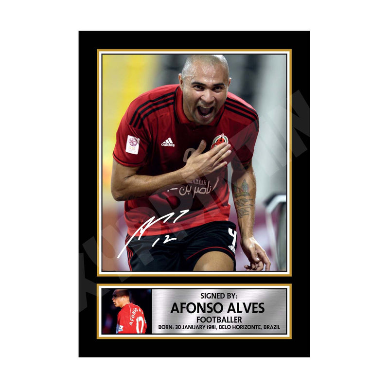 AFONSO ALVES (1) Limited Edition Football Player Signed Print - Football