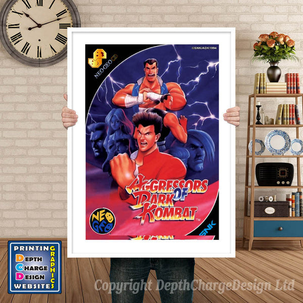 Agressors Dark of Combat NEO GEO Game Inspired Theme Retro Gaming Poster