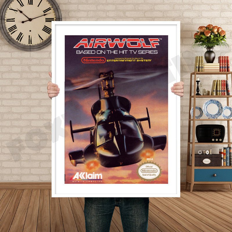 AIRWOLF NES Retro GAME INSPIRED THEME Nintendo NES Gaming A4 A3 A2 Or A1 Poster Art 27