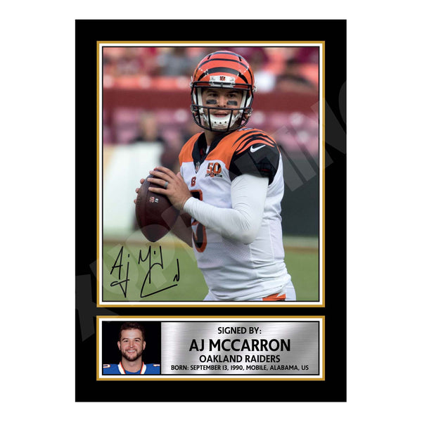 AJ McCarron 1 American Football Printed Signature Print – Reproduction Print