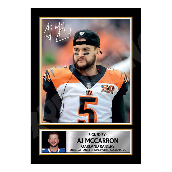 AJ McCarron 2 American Football Printed Signature Print – Reproduction Print