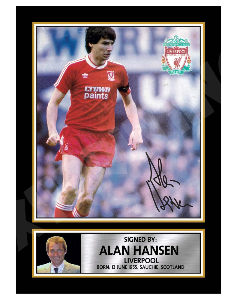 ALAN HANSEN 2 Limited Edition Football Player Signed Print - Football