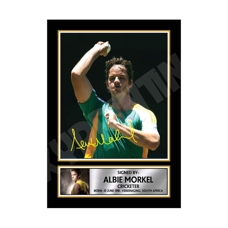 ALBIE MORKEL Limited Edition Cricketer Signed Print - Cricket Player
