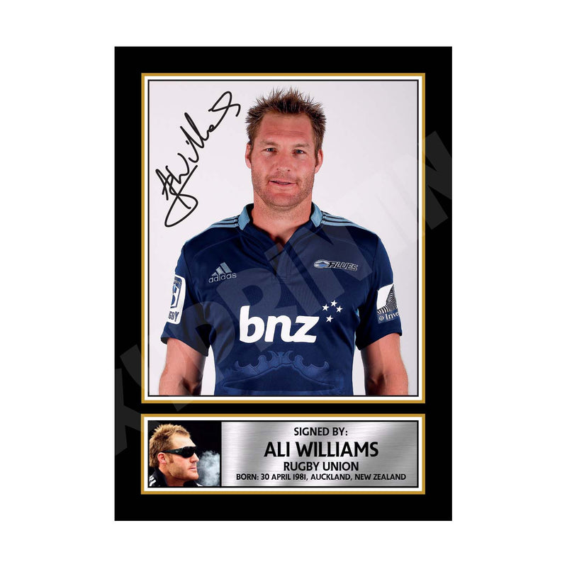 ALI WILLIAMS 1 Limited Edition Rugby Player Signed Print - Rugby