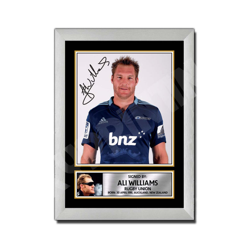 ALI WILLIAMS 1 Limited Edition Rugby Player Signed Print - Rugby