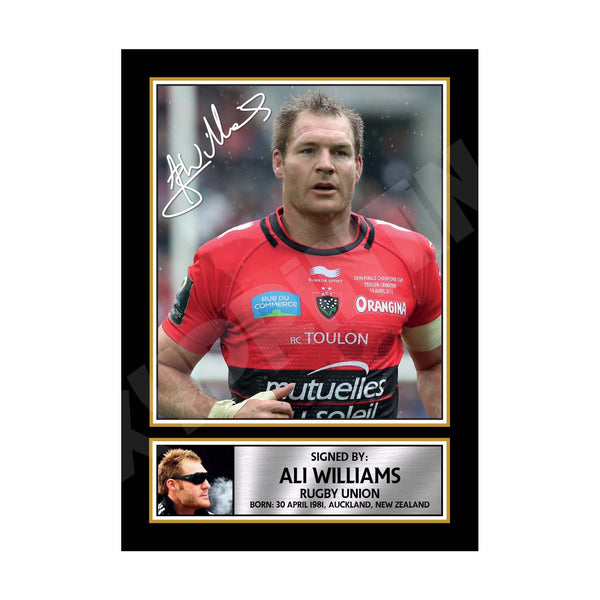ALI WILLIAMS 2 Rugby Player Printed Signature Print