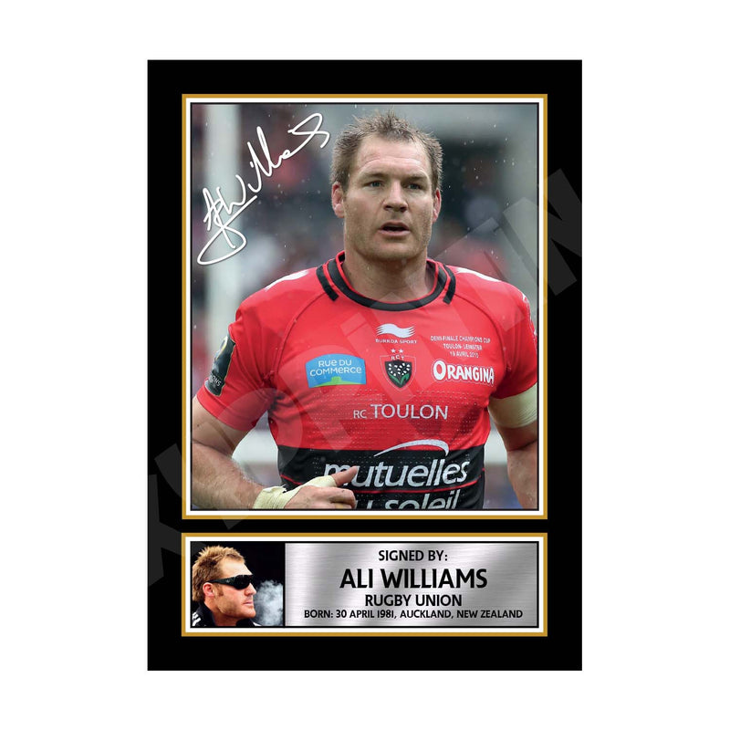 ALI WILLIAMS 2 Limited Edition Rugby Player Signed Print - Rugby