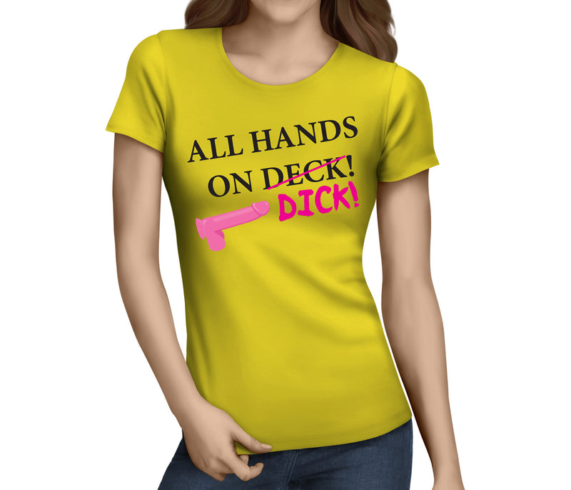 All Hands On Dick Colour Custom Hen T-Shirt - Any Name - Party Tee