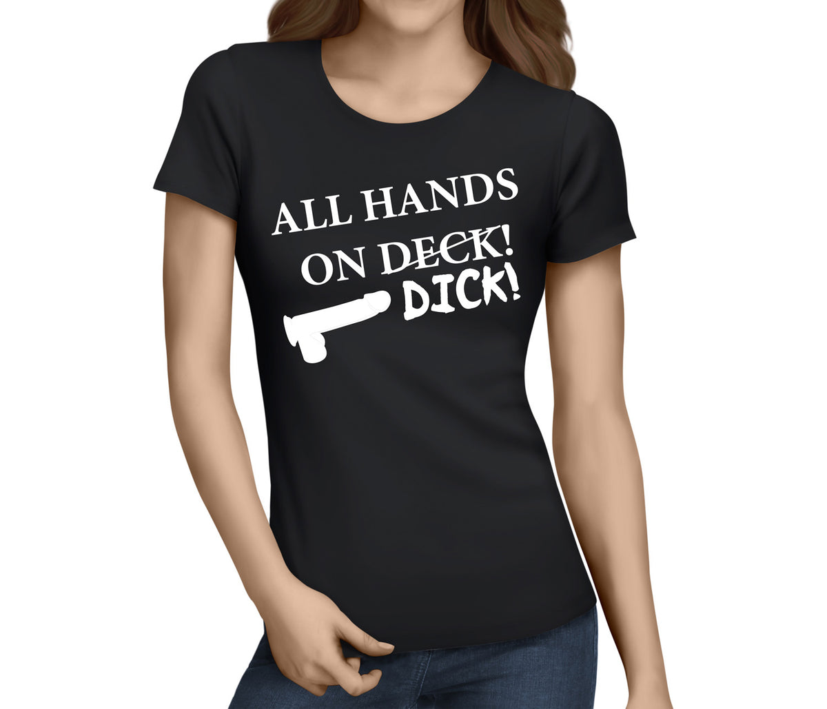 All Hands On Dick White Custom Hen T-Shirt - Any Name - Party Tee