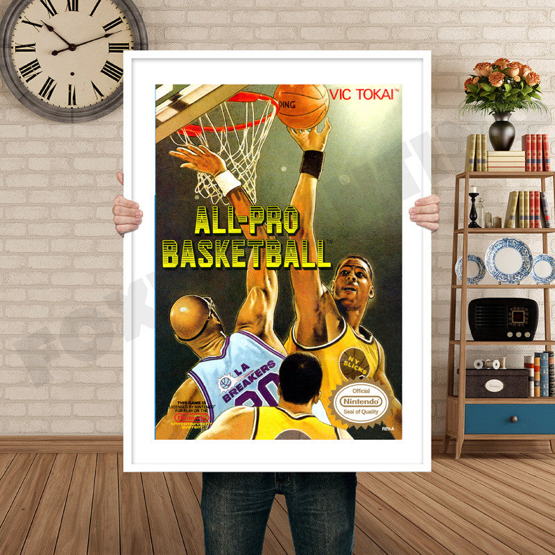 ALL PRO BASKETBALL Retro GAME INSPIRED THEME Nintendo NES Gaming A4 A3 A2 Or A1 Poster Art 31