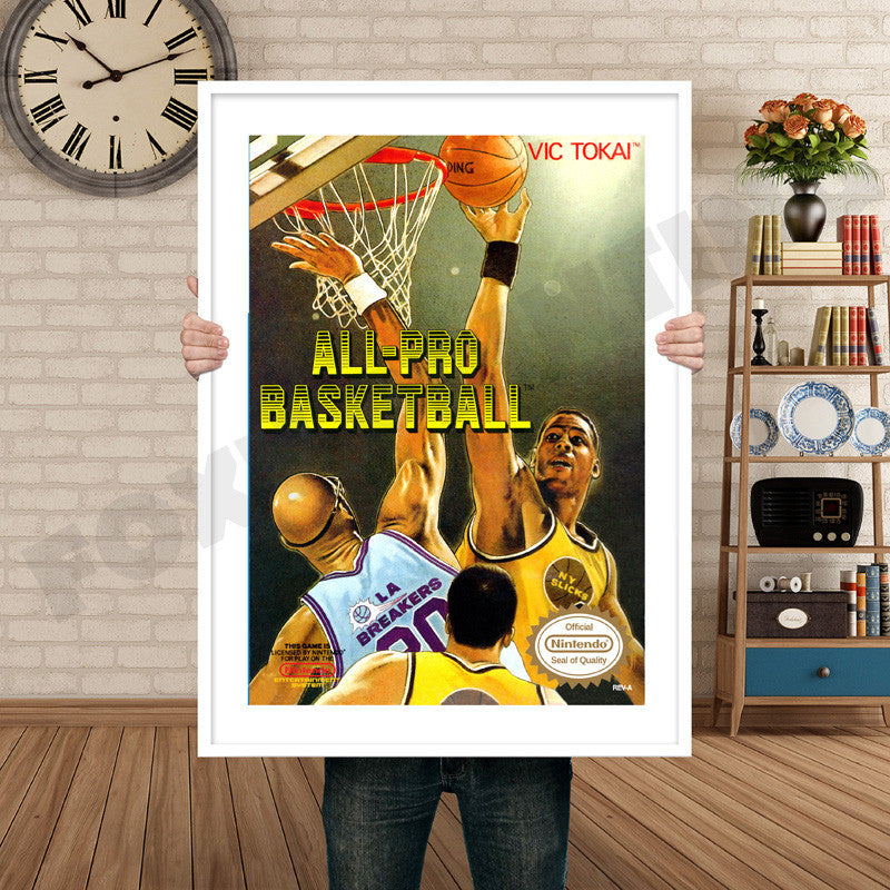 ALL PRO BASKETBALL Retro GAME INSPIRED THEME Nintendo NES Gaming A4 A3 A2 Or A1 Poster Art 31