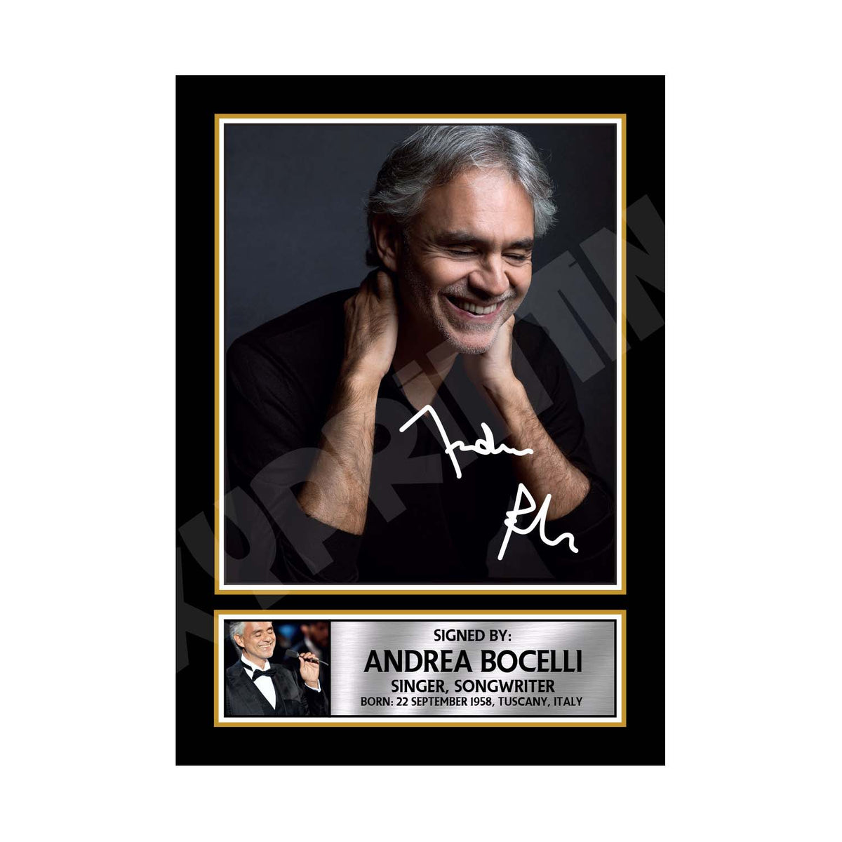 Andrea Bocelli 2 Music Printed Signature Print – A1 Print Only