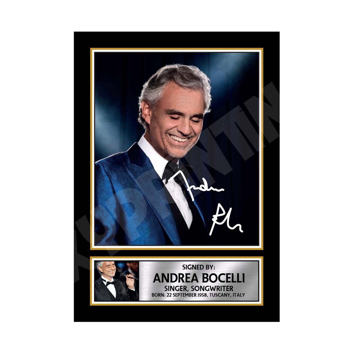 Andrea Bocelli Music Printed Signature Print – A1 Print Only