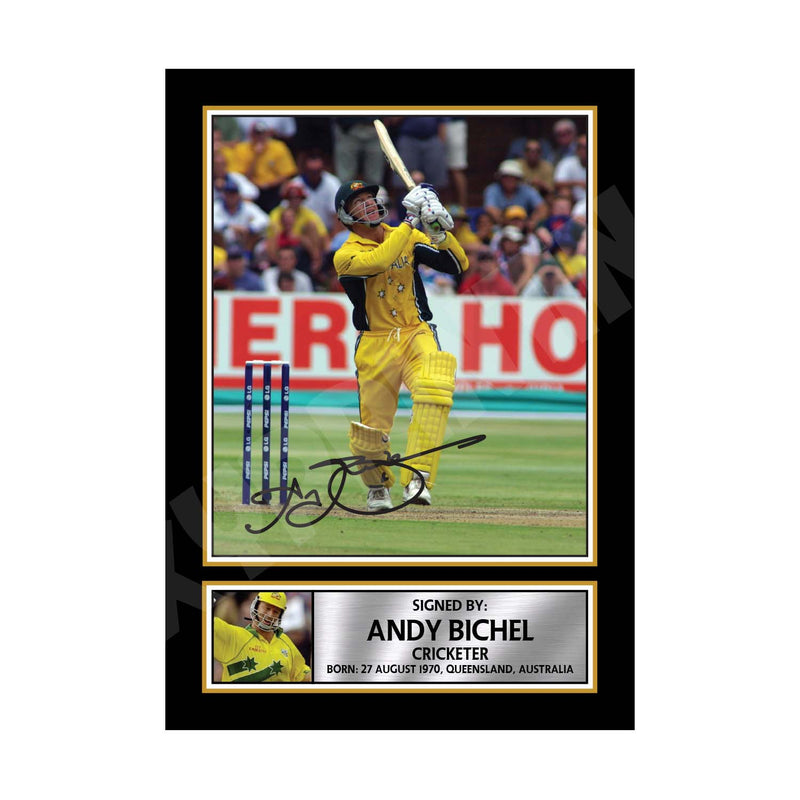 ANDREW BICHEL Limited Edition Cricketer Signed Print - Cricket Player