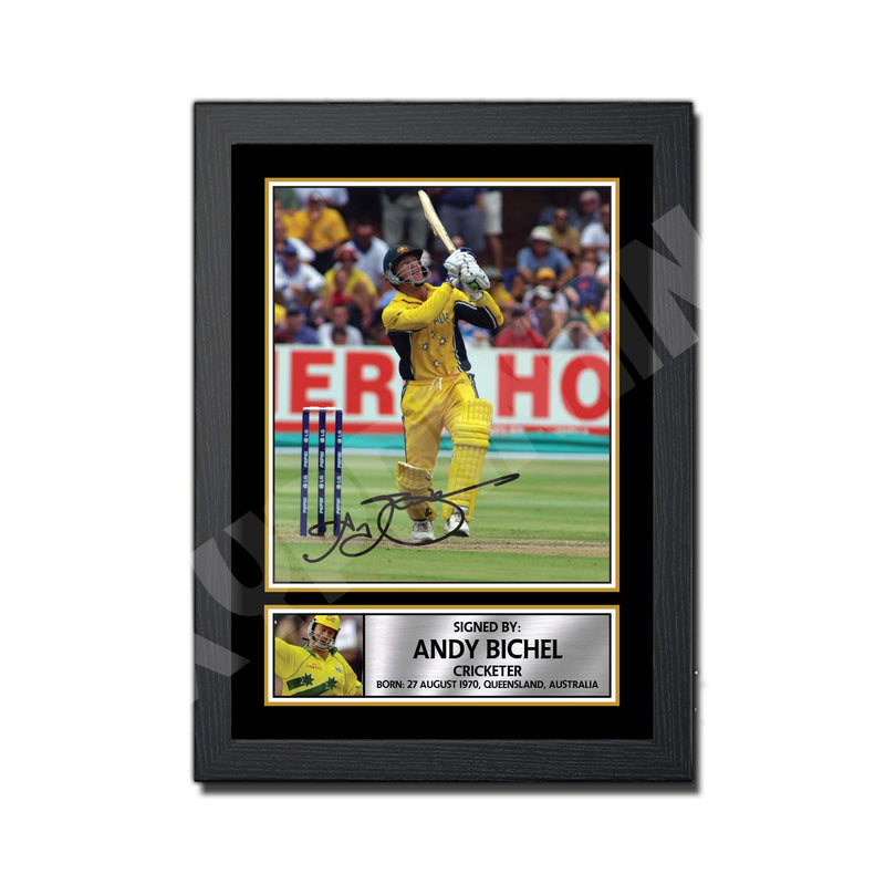 ANDREW BICHEL Limited Edition Cricketer Signed Print - Cricket Player