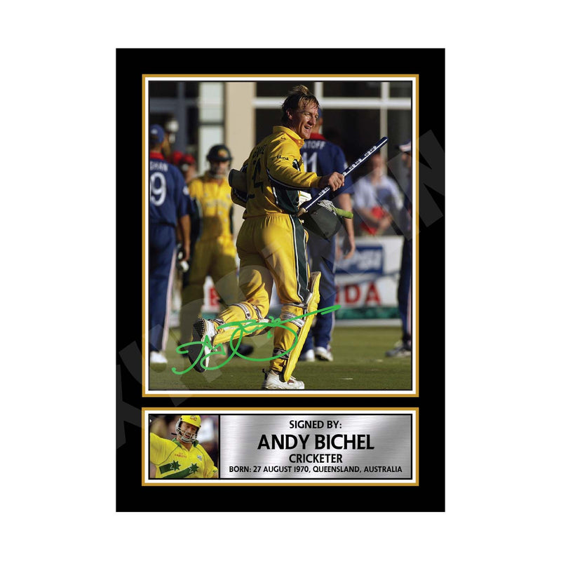ANDREW BICHEL 2 Limited Edition Cricketer Signed Print - Cricket Player