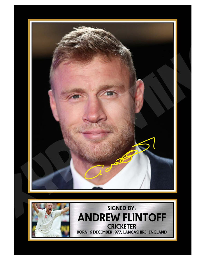 ANDREW FLINTOFF Limited Edition Cricketer Signed Print - Cricket Player