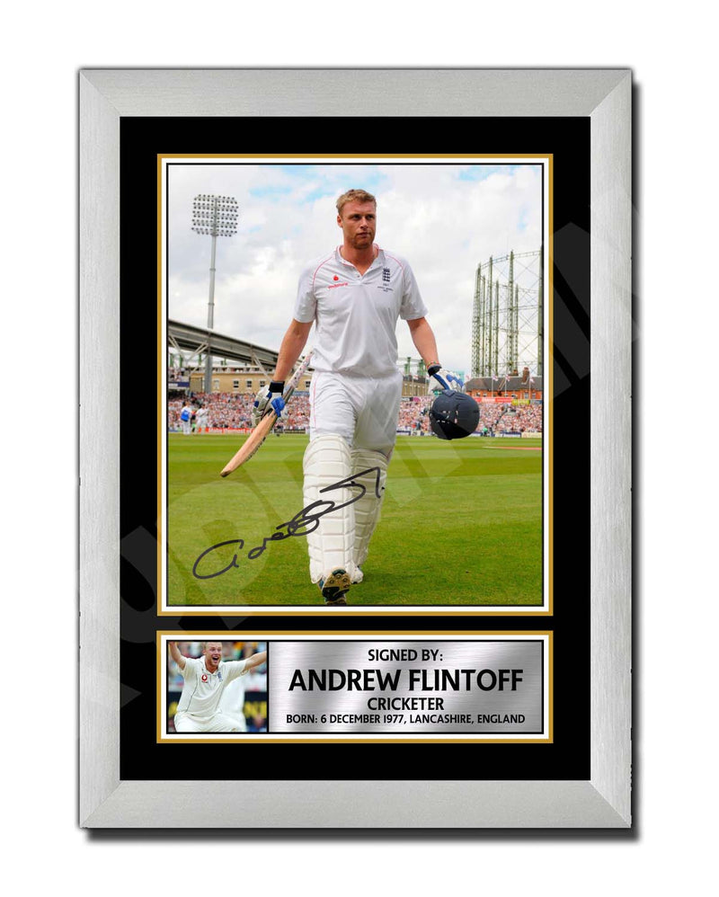 ANDREW FLINTOFF 2 Limited Edition Cricketer Signed Print - Cricket Player