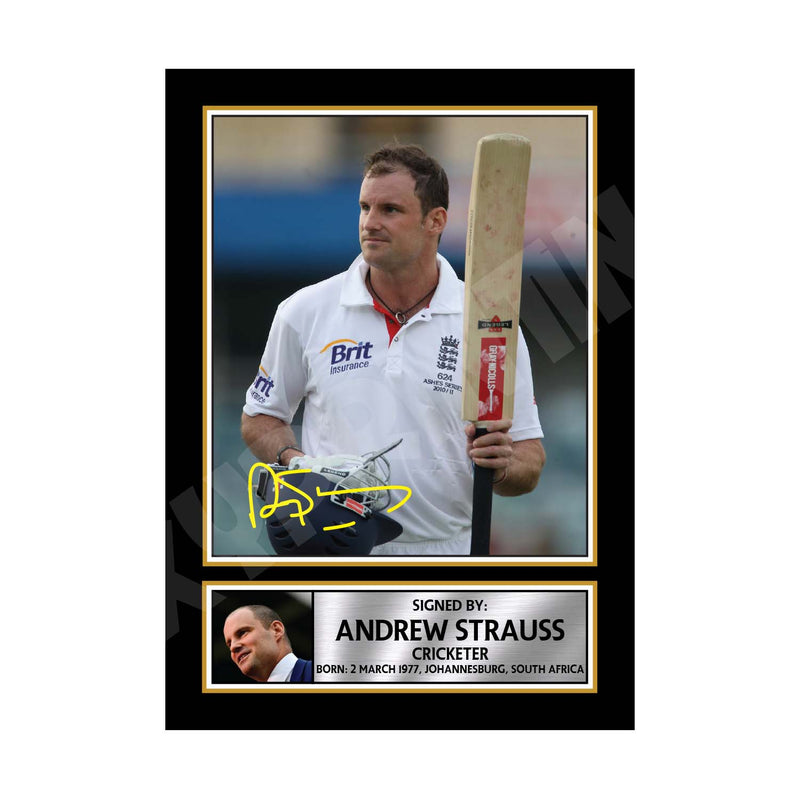 ANDREW STRAUSS Limited Edition Cricketer Signed Print - Cricket Player