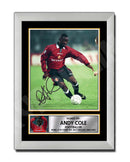 ANDY COLE 2 Limited Edition Football Player Signed Print - Football
