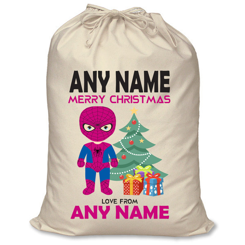 Personalised Superhero Spiderman Girl Inspired Santa Sack