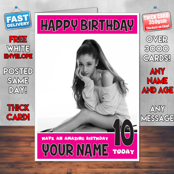 ARIANNA GRANDE 2 BM Personalised Music Style Kids Adult FUNNY Birthday Card