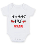 Me and Mummy love ARSENAL Personalised FOOTBALL TEAM Baby Grow