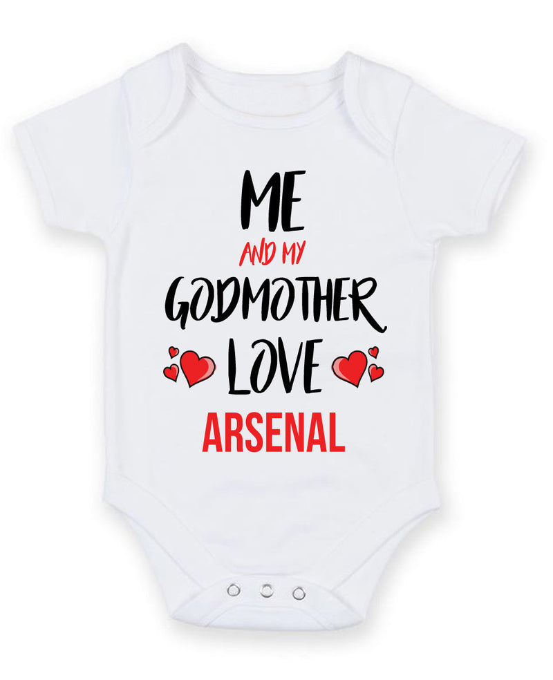 Me and My Godmother Love ARSENAL Personalised FOOTBALL TEAM Baby Grow