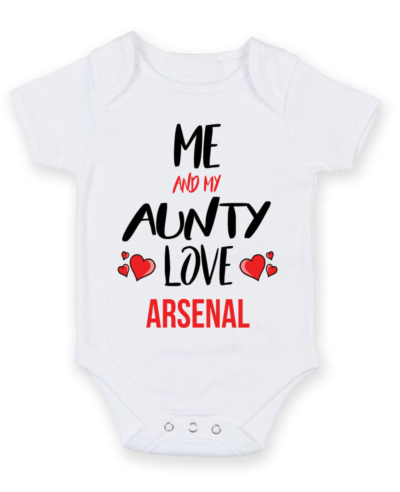 Me and My Aunty Love ARSENAL Personalised FOOTBALL TEAM Baby Grow