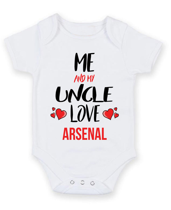 Me and My Uncle Love ARSENAL Personalised FOOTBALL TEAM Baby Grow