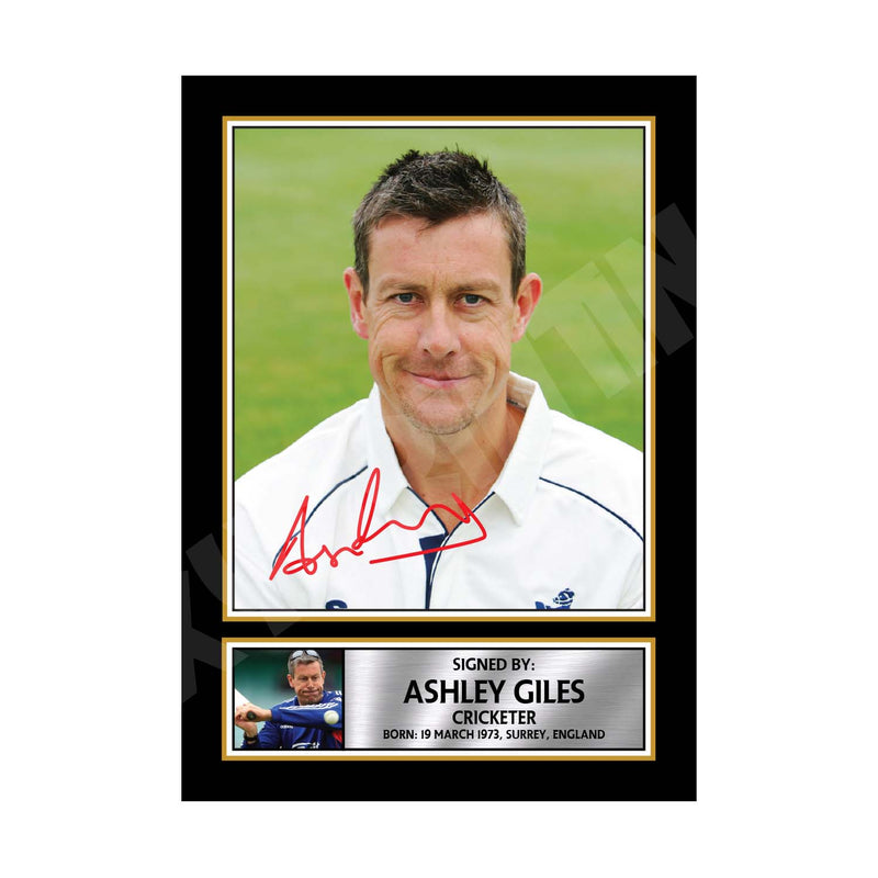 ASHLEY GILES Limited Edition Cricketer Signed Print - Cricket Player