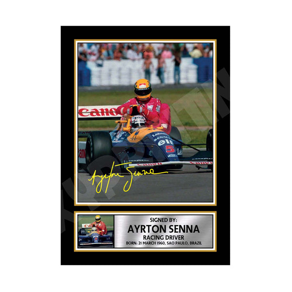 AYRTON SENNA HITCHING Formula 1 Player Printed Signature Print Formula 1